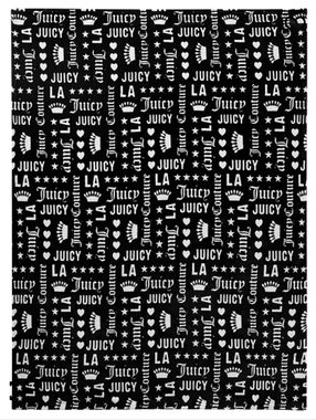 JUICY COUTURE LARGE PLUSH THROW BLANKET SOFT COMFY LUXURY CROWN BLACK 70" X 50"